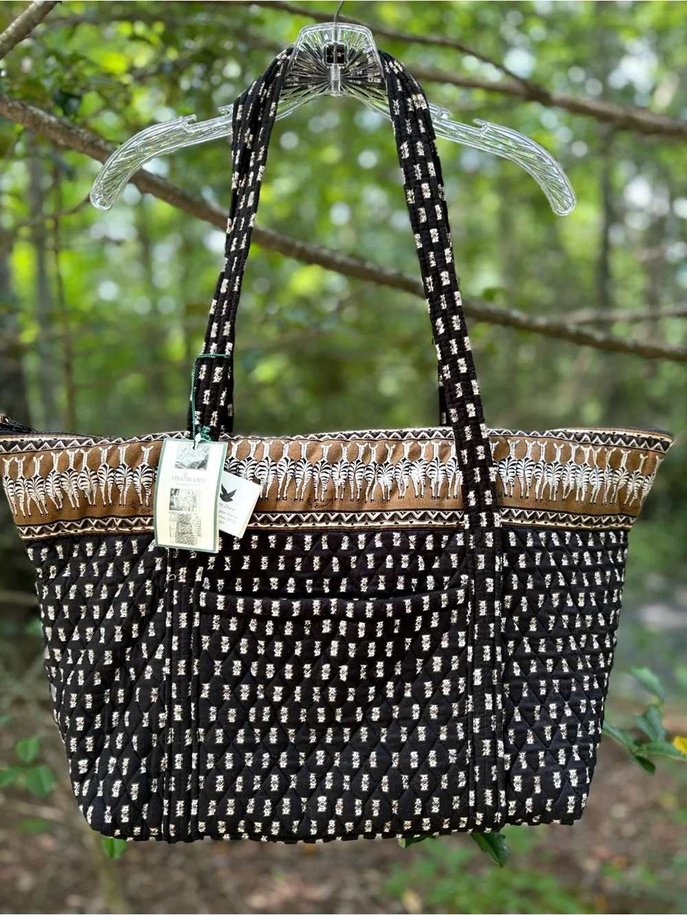 Y2K Vera Bradley Black and Brown Quilted Tote with Zebras